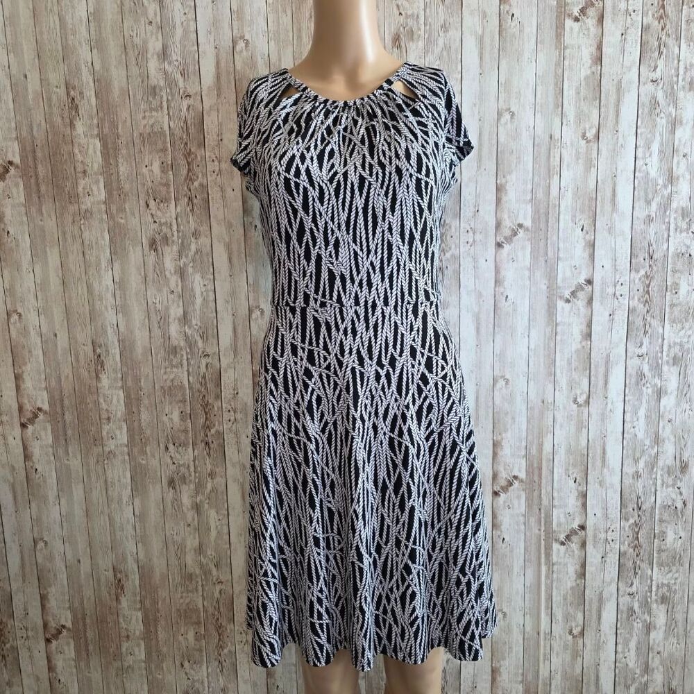 Michael Kors Black White Rope Print A-Line Dress size XS